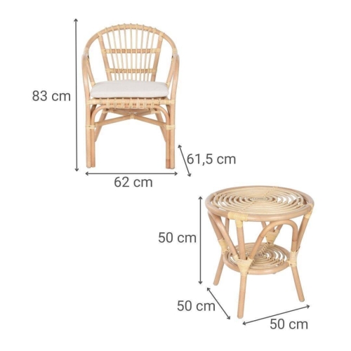 Conjunto de Jardín de Ratán con Cojines de Lino MB-213863
