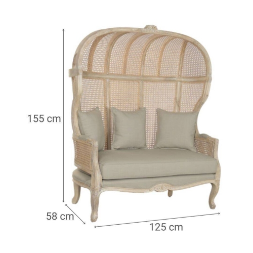 Sofá de 125 cm Madera Natural Enea y Asiento Tapizado MB-223569