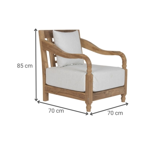 Sillón de Madera de Teca con Cojín Natural MB-223589