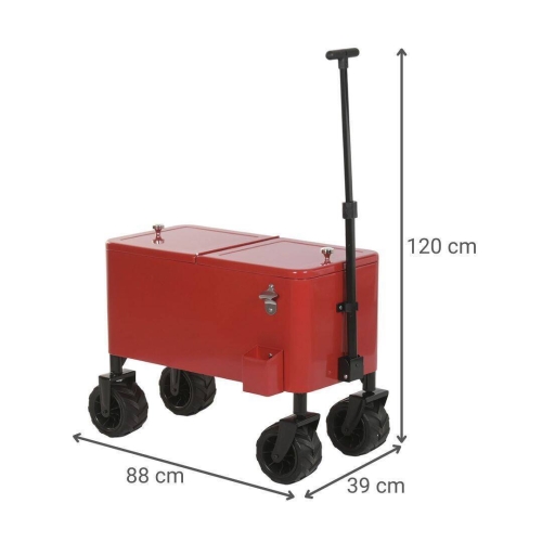 Nevera Portátil Metálica con Ruedas Todoterreno Roja MB-224498