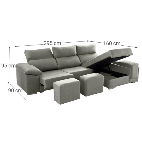 Chaise Longue 3 Plazas Deslizante a Derecha Kenia