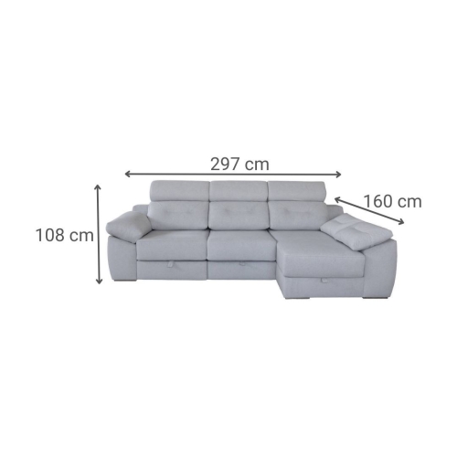 Sofá Chaise Longue Izquierda Asientos Deslizantes KIMI