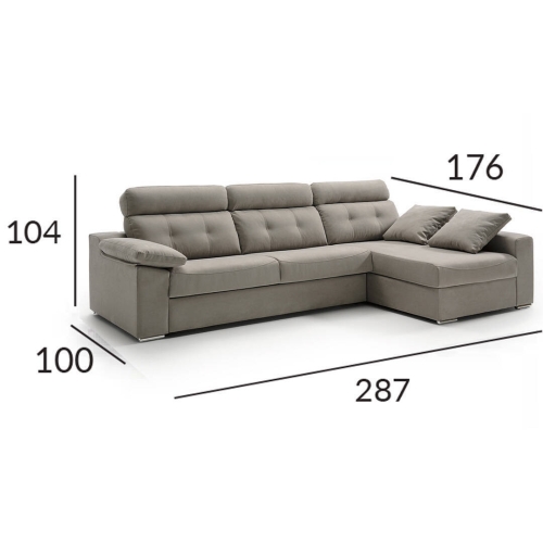 Sofá Cama Italiano con Chaise Longue Izquierda NEREA