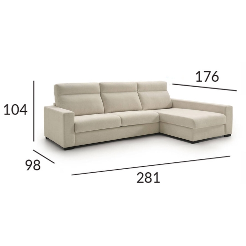 Sofá Cama Italiano con Chaise Longue Izquierda CRONO