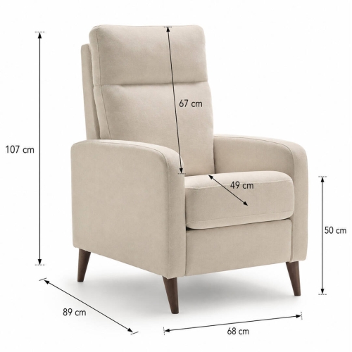Sillón Relax Manual Push Back Tapizado en Tela MALTA