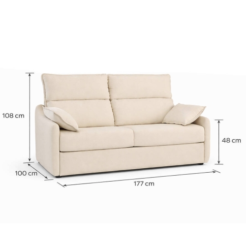 Sofá Cama Italiano Tapizado en Tela Desenfundable UNAI