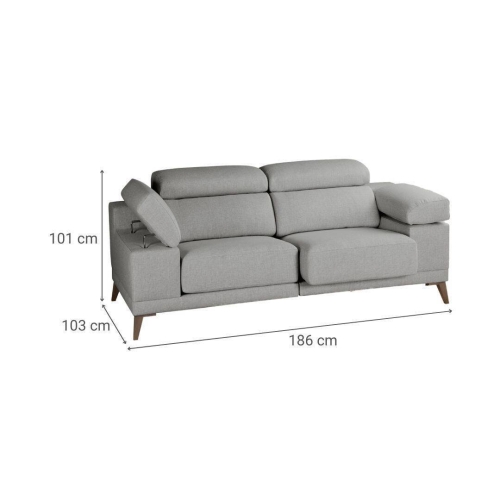 Sofá 2 Plazas 186 cm con Asientos Deslizantes Y Respaldo Reclinable NIZA