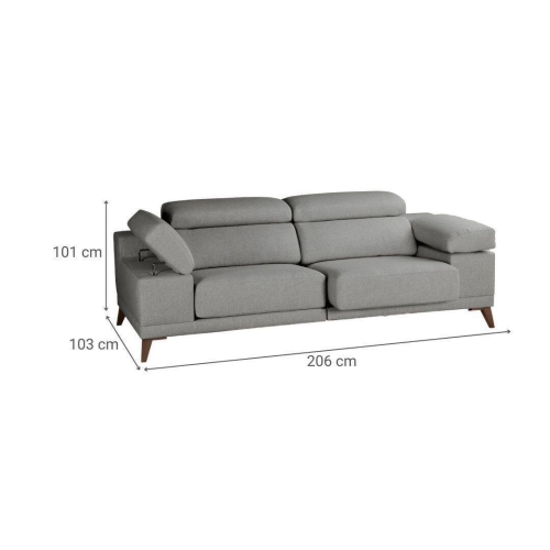 Sofá 3 Plazas 226 cm con Asientos Deslizantes Y Respaldo Reclinable NIZA