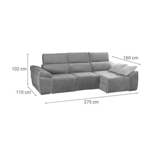 Sofá Chaiselongue Derecha 3 Plazas 275 cm con Asientos Deslizantes BALI