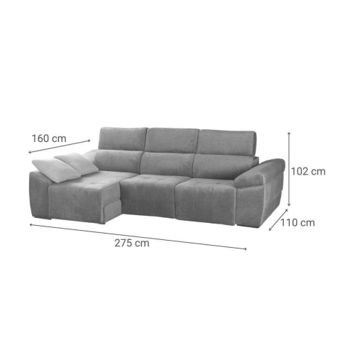 Sofá Chaiselongue 3 Plazas Izquierda 275 cm con Asientos Deslizantes BALI
