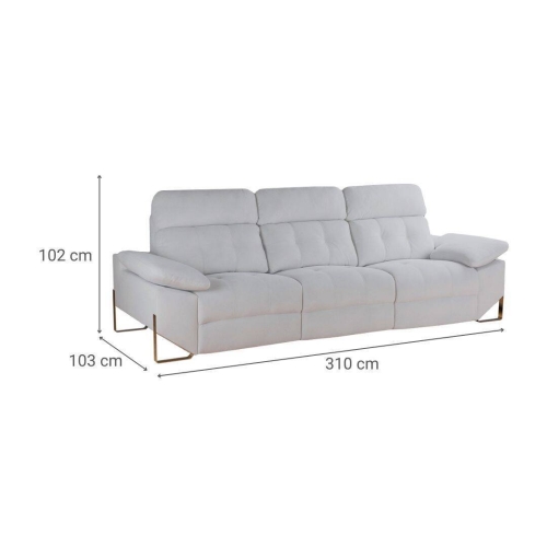 Sofá 3 Plazas 310 cm Relax Eléctrico Tapizado en Poliéster XENA