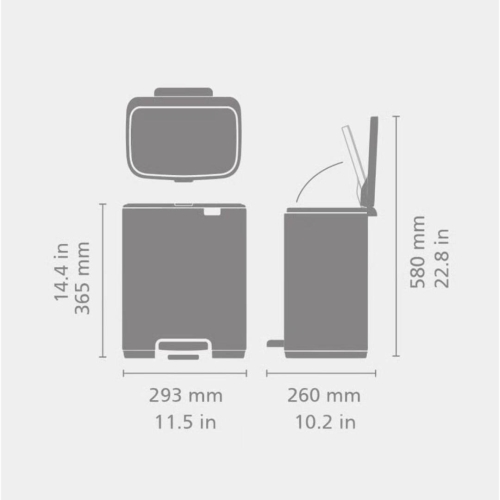 Cubo de Basura con Pedal 12L Matt Black Brabantia BO 238000
