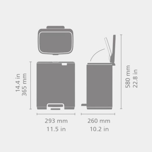 Cubo de Basura con Pedal 12L Matt Steel Fingerprint Proof Brabantia BO 238048