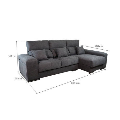 Sofá Chaise Longue Reversible con Arcón más Puff LUANA