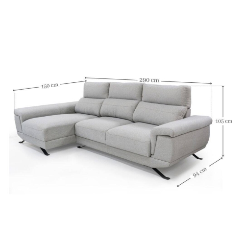 Sofá Chaise Longue Izquierda con Arcón y Asientos Deslizantes DIMAR