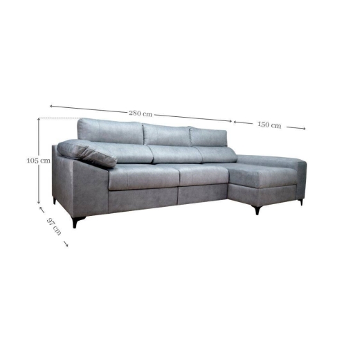 Sofá Chaise Longue Derecha Tapizado en Tela RAGA