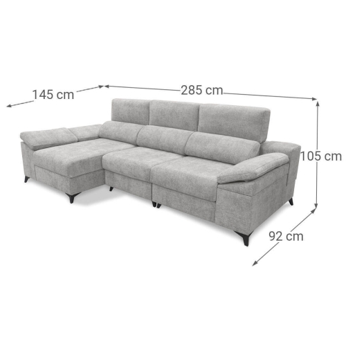 Sofá Chaise Longue con Arcón y Asientos Deslizantes Izquierda TIJUANA