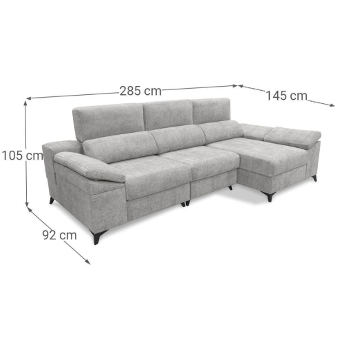Sofá Chaise Longue con Arcón y Asientos Deslizantes Derecha TIJUANA