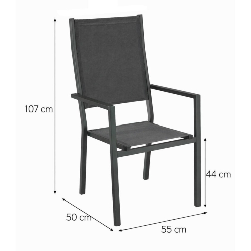 Silla de Jardin de Aluminio y Textilen Antracita SEYTON