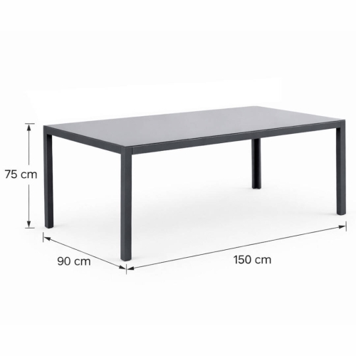 Mesa de Jardin de Aluminio Antracita y Cristal SAIRUS