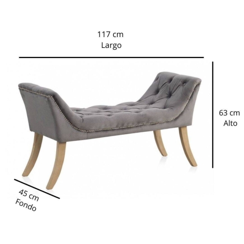 Banqueta Tapizada con Terciopelo Gris GABAR 10279