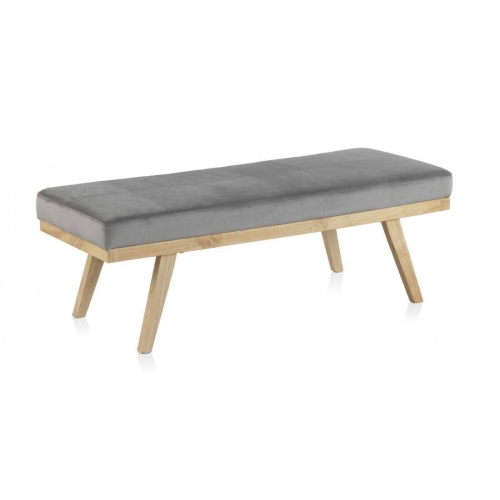 Banqueta Tapizada con Terciopelo Gris GABAR 8110