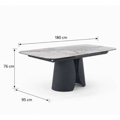 Mesa de Comedor Extensible con Pie Central Metálico Negro GABAR 11603