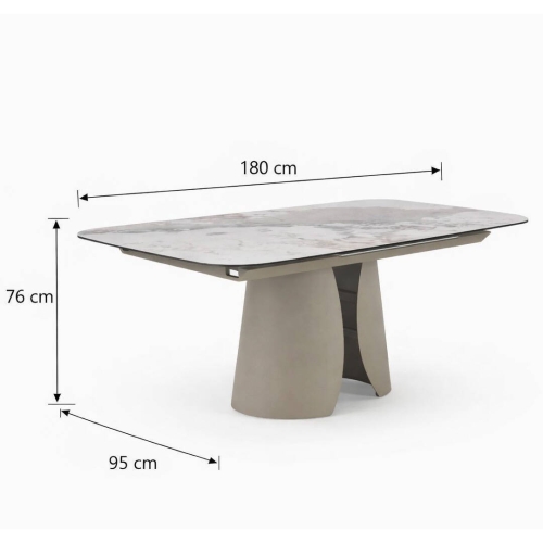 Mesa de Comedor Extensible con Pie Central Metálico Taupe GABAR 11602