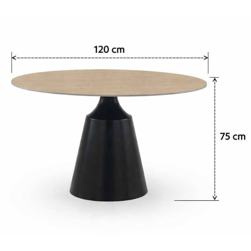 Mesa de Comedor Redonda 120 cm con Base Metal y Sobre Cerámico GABAR 11612