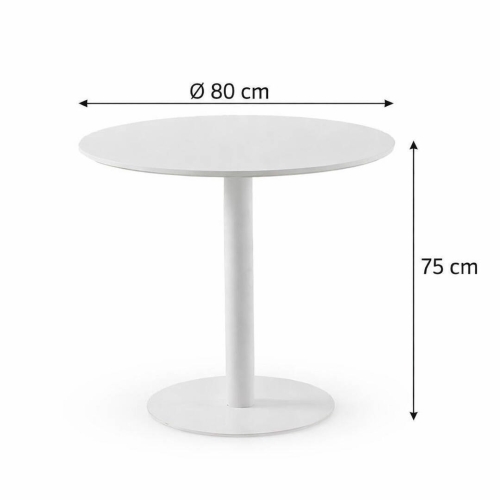 Mesa de Comedor Redonda 80 cm Blanca con Pie Central Metálico GABAR 11452