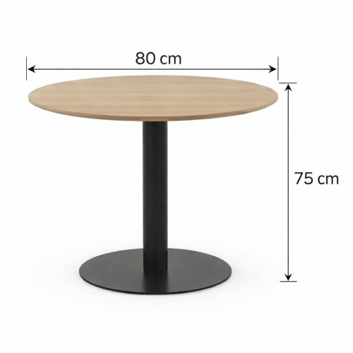 Mesa de Comedor Redonda 80 cm Fresno con Pie Central Metálico GABAR 11451