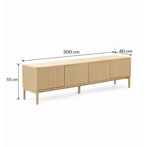 Mueble de TV MDF Beige Arena con Puertas Acanaladas GABAR 11518
