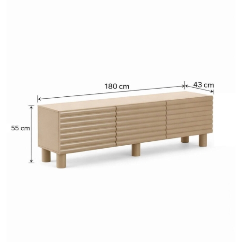 Mueble de TV MDF Beige Arena con Relieve Ondulado GABAR 11522