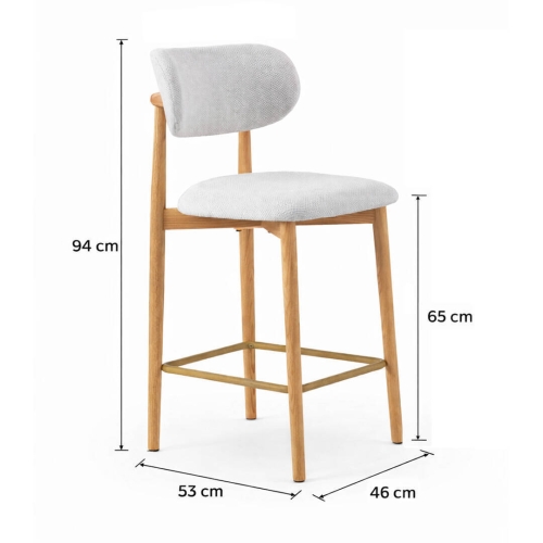 Juego de 2 Taburetes con Respaldo de Madera de Roble Tapizado Blanco GABAR 11681