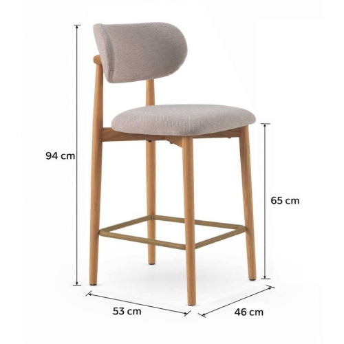 Juego de 2 Taburetes con Respaldo de Madera de Roble Tapizado Beige GABAR 11682