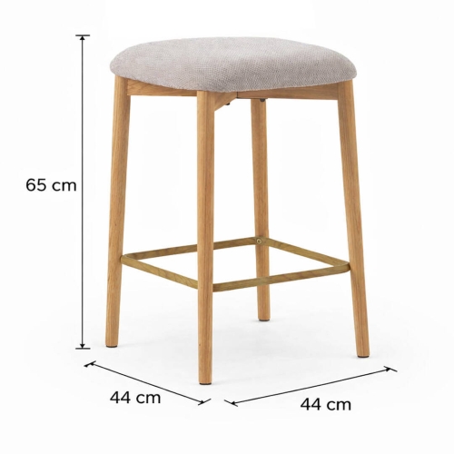 Juego de 2 Taburetes Tapizados Beige de Madera de Roble Natural GABAR 11684