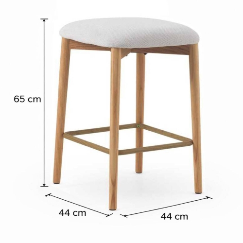 Juego de 2 Taburetes Tapizados Blancos de Madera de Roble Natural GABAR 11683