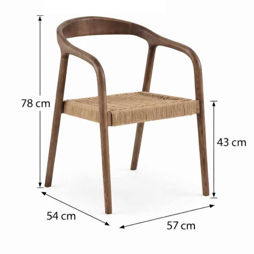 Juego de 4 Sillas de Comedor de Madera de Fresno con Asiento Trenzado GABAR 11587