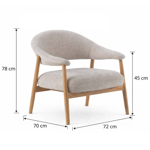 Sillón Pequeño de Madera de Roble Tapizado Blanco GABAR 11687