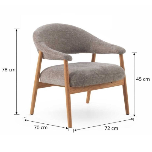 Sillón Pequeño de Madera de Roble Tapizado Topo GABAR 11688