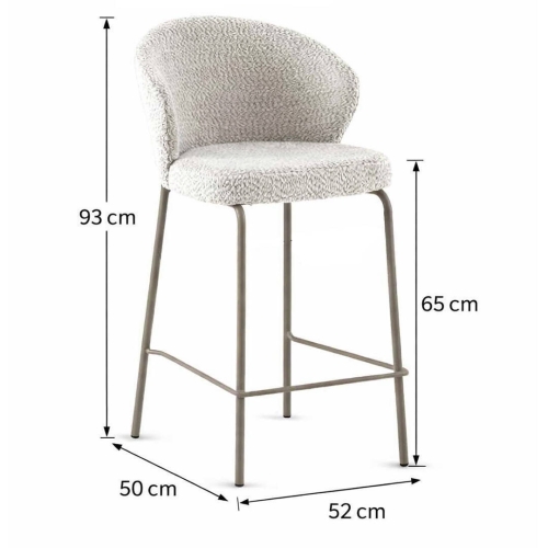 Juego de 2 Taburetes con Respaldo Tapizados en Chenilla con Patas Metal GABAR