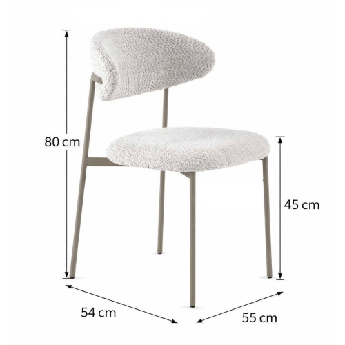 Juego de 4 Sillas de Comedor Tapizadas en Chenilla con Patas Metálicas GABAR