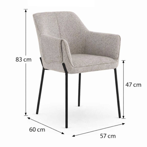 Juego de 4 Sillas de Comedor con Reposabrazos en Chenilla GABAR