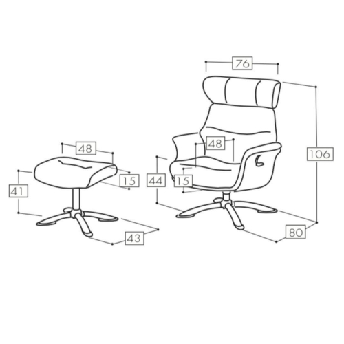 Sillón con Mecanismo Reclinable y Puff OSAKA