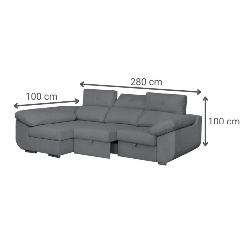 Sofá Chaise Longue Izquierda Tapizado en Tela AVRIL