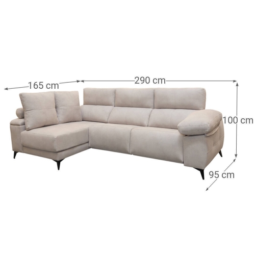 Chaise Longue Eléctrico con Arcón Izquierda Tapizado en Tela DANA