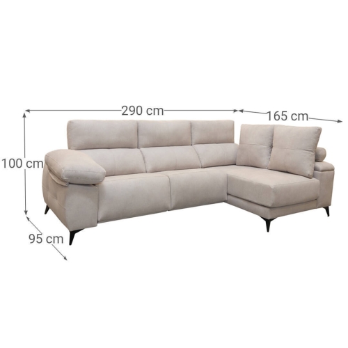Chaise Longue Eléctrico con Arcón Derecha Tapizado en Tela DANA