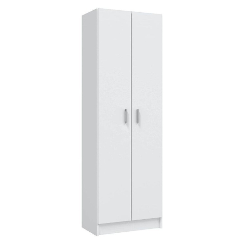 Armario auxiliar blanco de melamina con 2 puertas y 5 estantes regulables 007146O