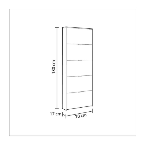 Zapatero blanco brillante de 5 puertas con capacidad para 15 pares de zapatos 007815BO