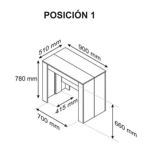 Mesa multifunción extensible de melamina blanca con 5 posiciones 004580BO